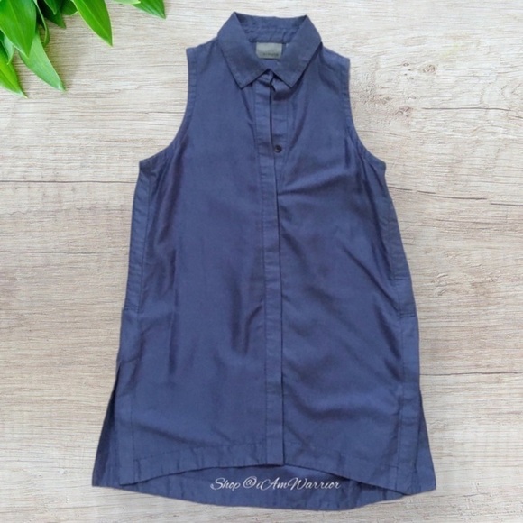 Athleta chambray sleeveless button down top *shop@iamwarrior - Picture 3 of 8